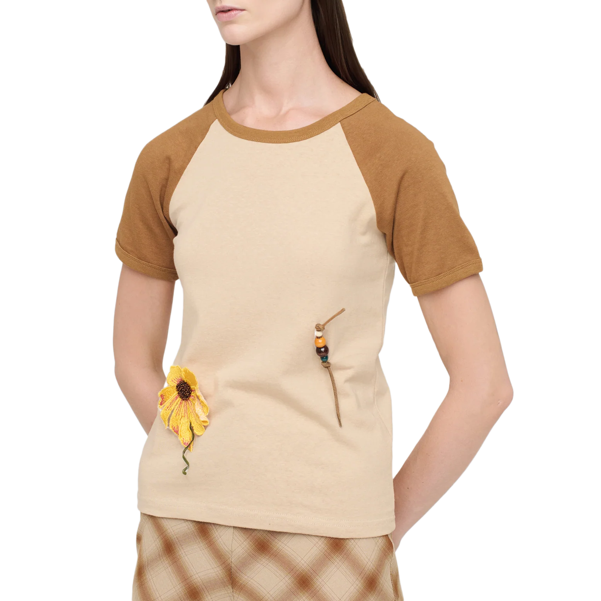 Song For The Mute Women's "Flower" Raglan Slim Tee Nude