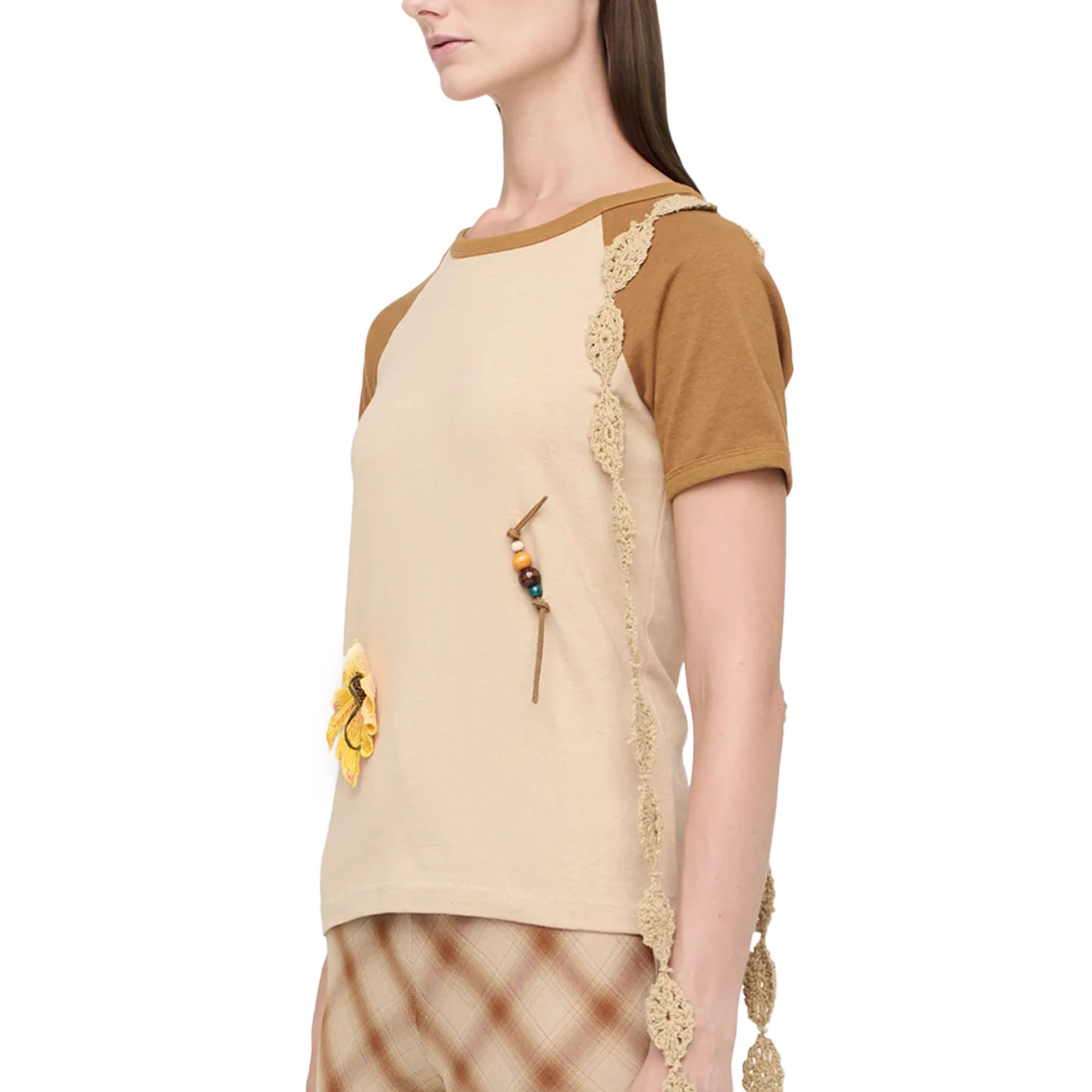 Song For The Mute Women's "Flower" Raglan Slim Tee Nude