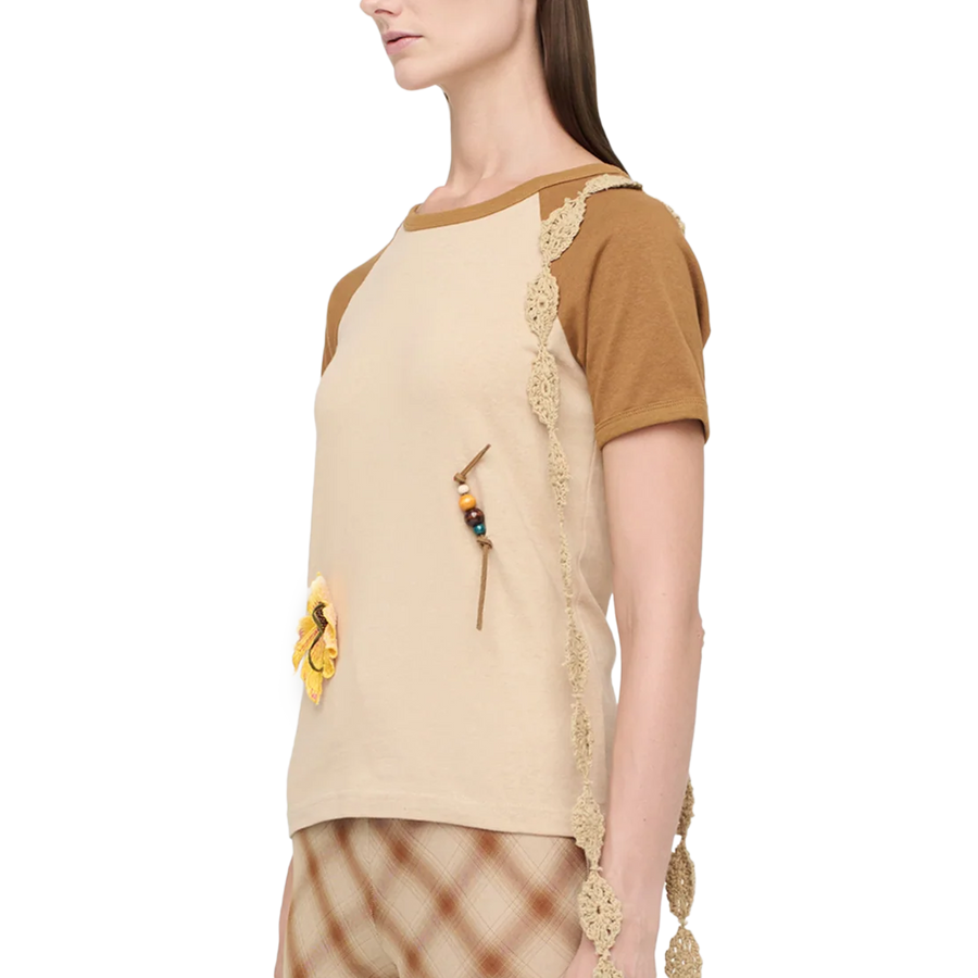 Song For The Mute Women's "Flower" Raglan Slim Tee Nude