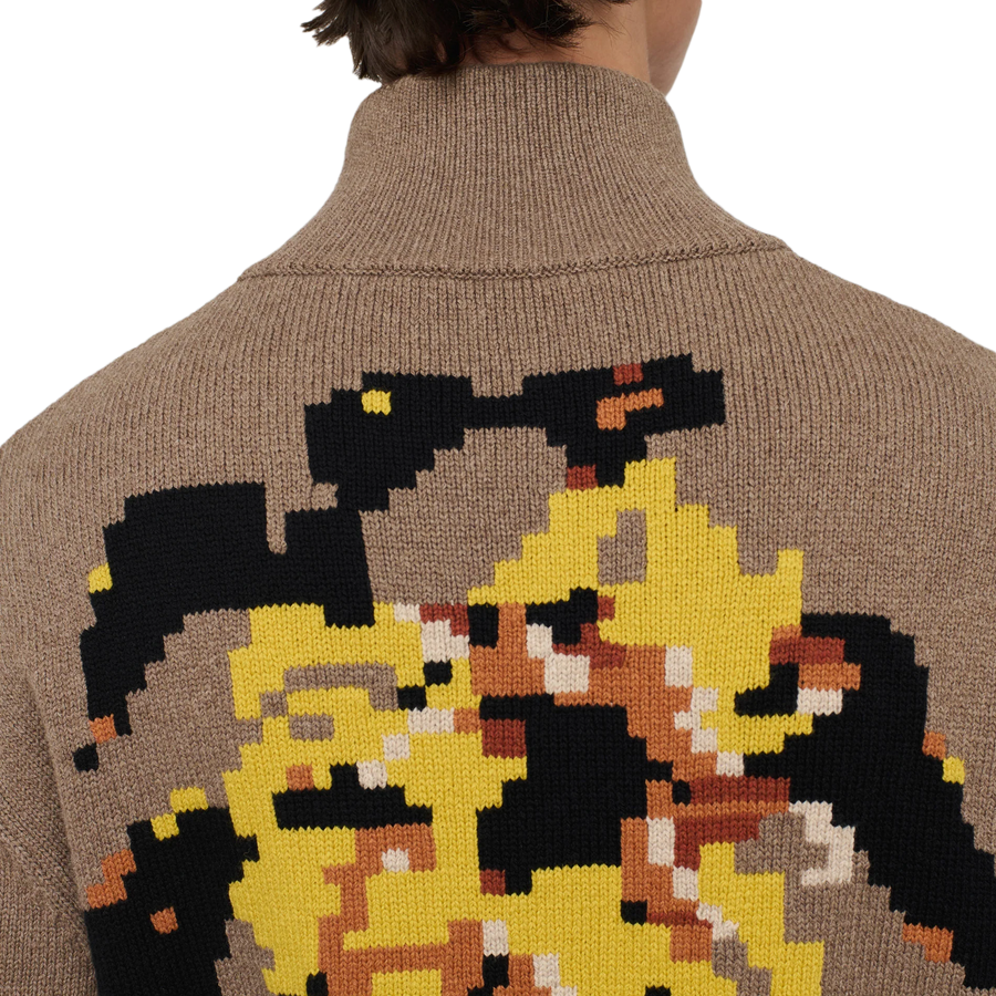 Song For The Mute Zip Up Funnel Cardigan Khaki