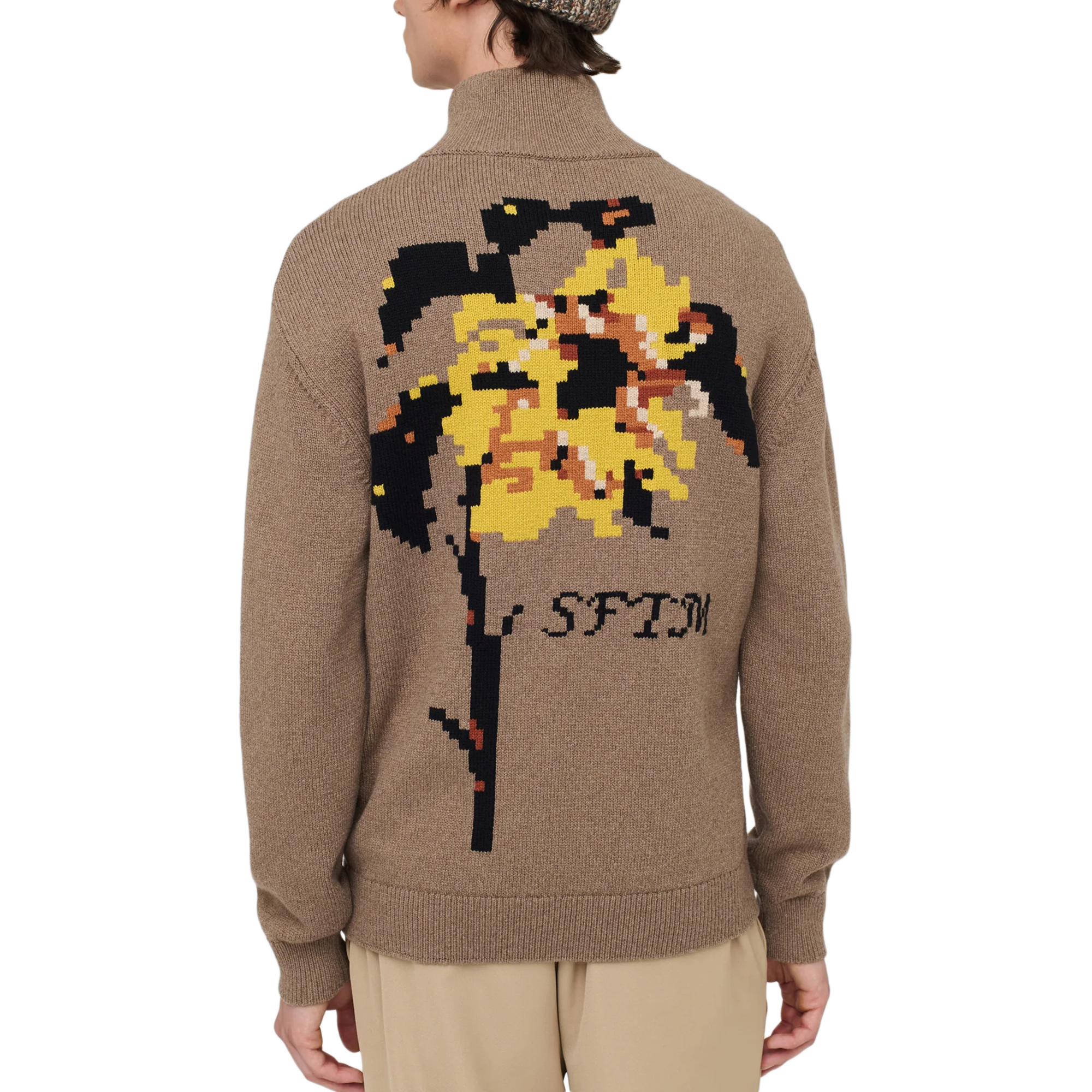 Song For The Mute Zip Up Funnel Cardigan Khaki