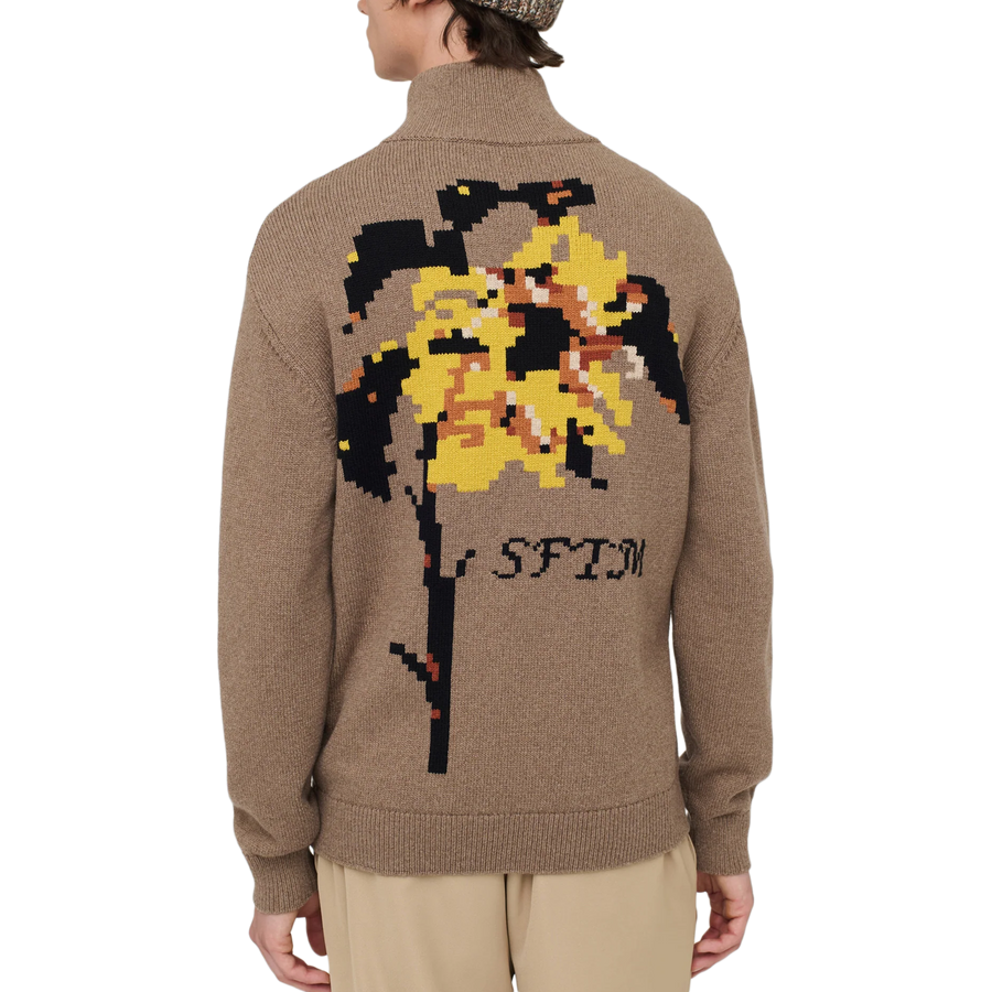 Song For The Mute Zip Up Funnel Cardigan Khaki