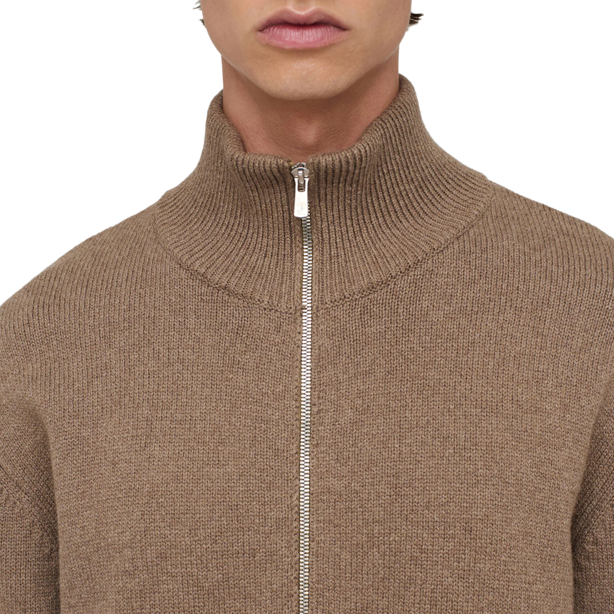 Song For The Mute Zip Up Funnel Cardigan Khaki