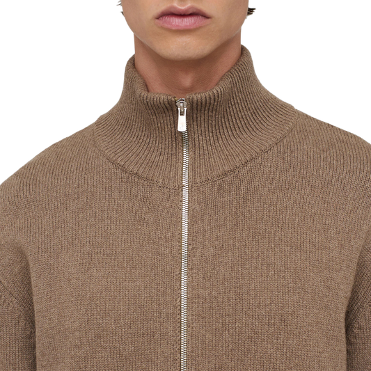 Song For The Mute Zip Up Funnel Cardigan Khaki