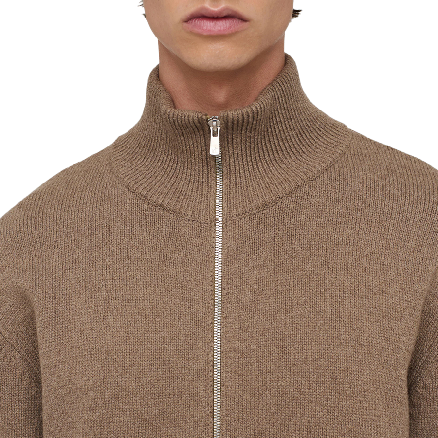 Song For The Mute Zip Up Funnel Cardigan Khaki