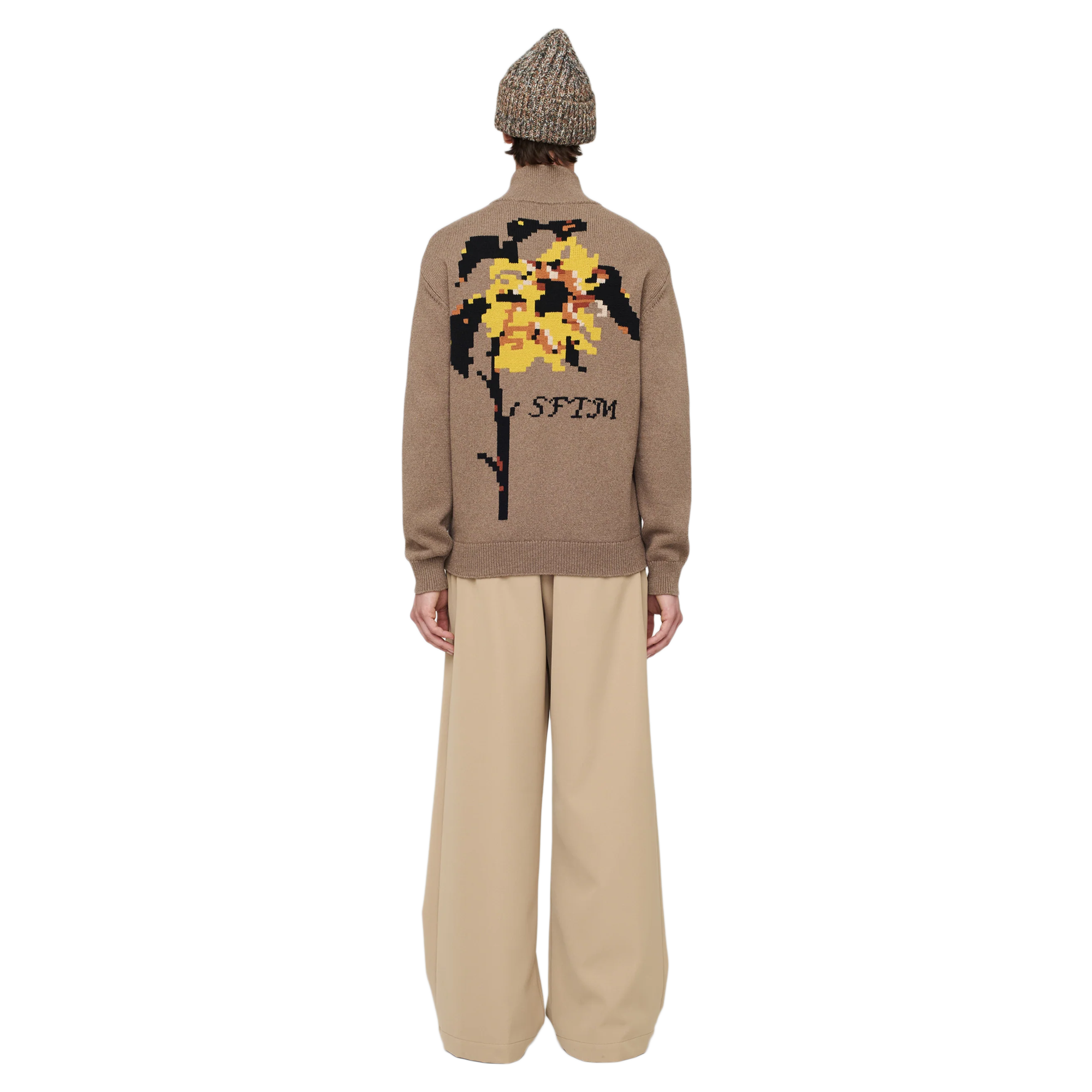Song For The Mute Zip Up Funnel Cardigan Khaki