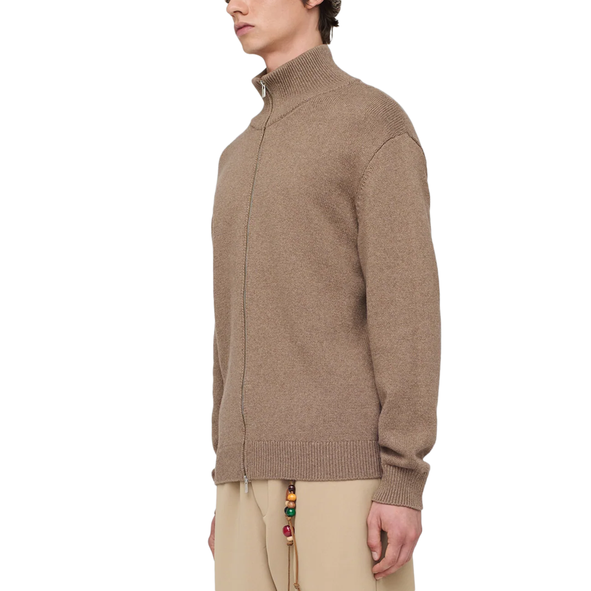 Song For The Mute Zip Up Funnel Cardigan Khaki