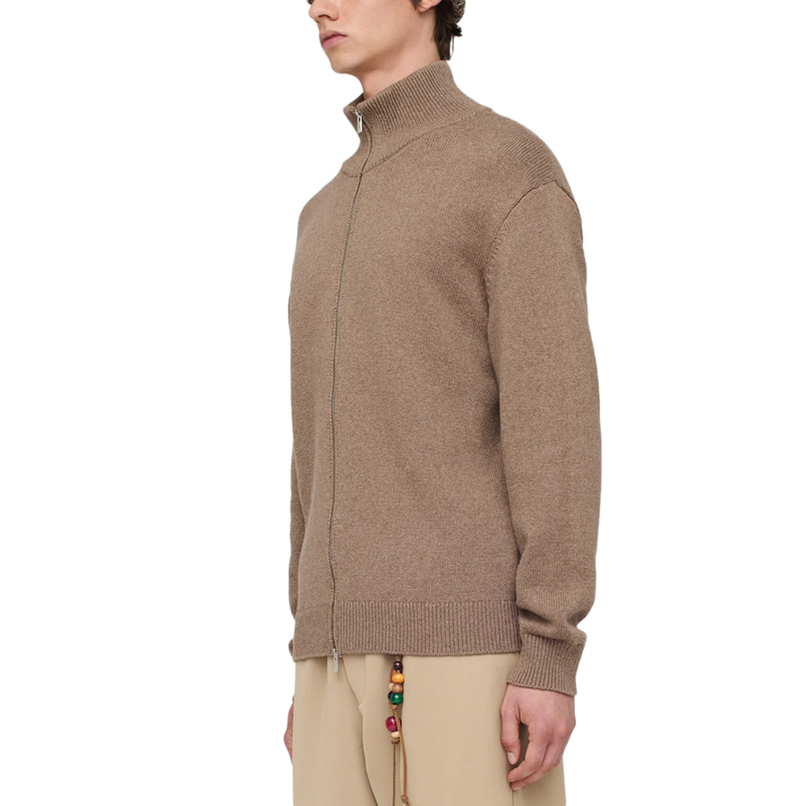 Song For The Mute Zip Up Funnel Cardigan Khaki