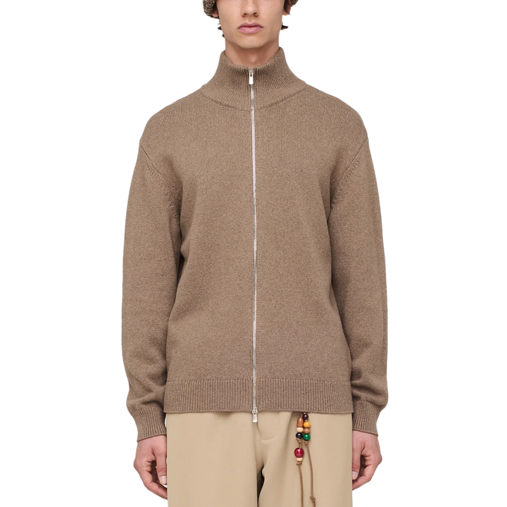 Song For The Mute Zip Up Funnel Cardigan Khaki