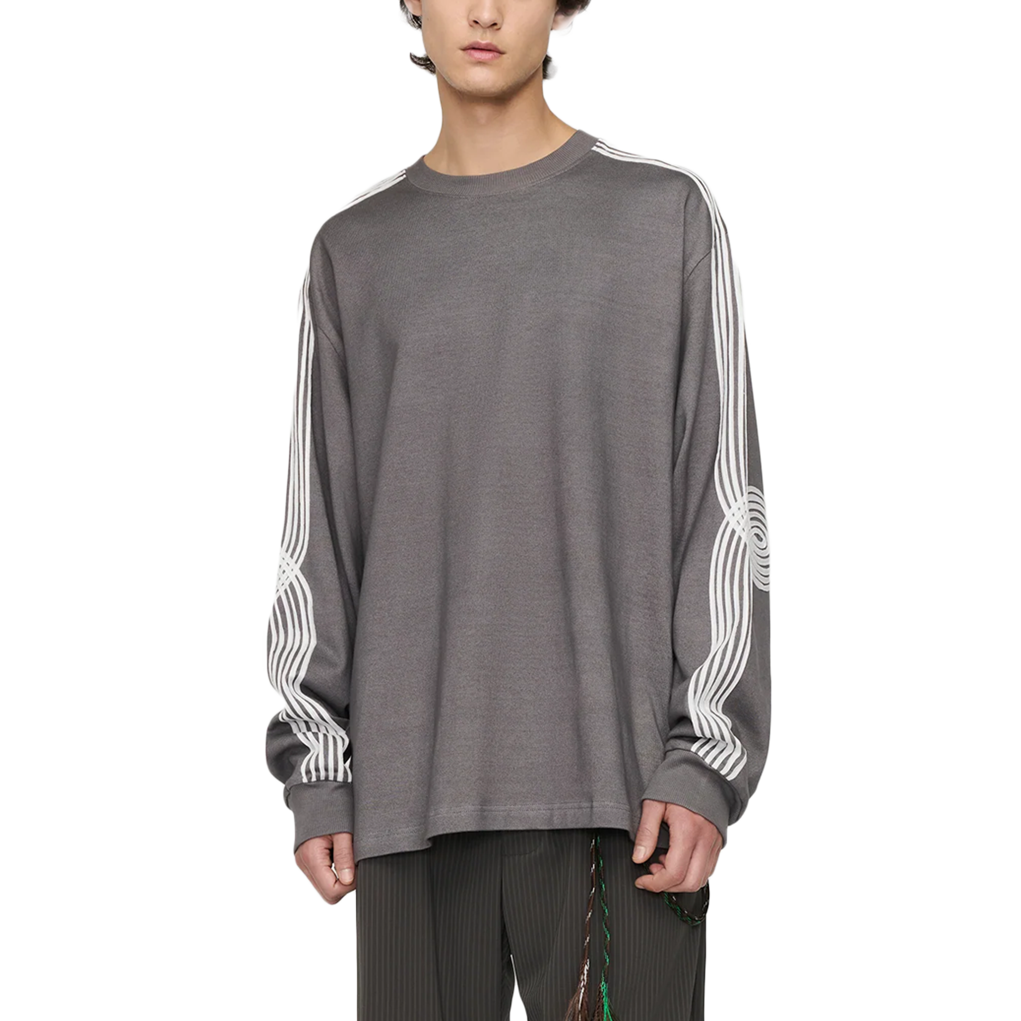 Song For The Mute ''Applique'' Oversized Crew Neck Pullover Overdye Grey