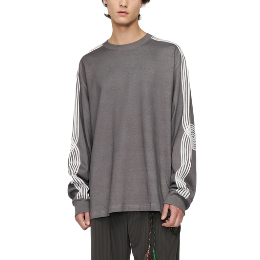 Song For The Mute ''Applique'' Oversized Crew Neck Pullover Overdye Grey