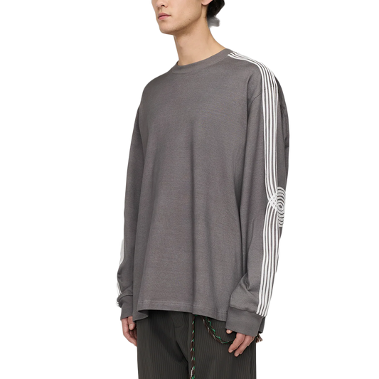 Song For The Mute ''Applique'' Oversized Crew Neck Pullover Overdye Grey
