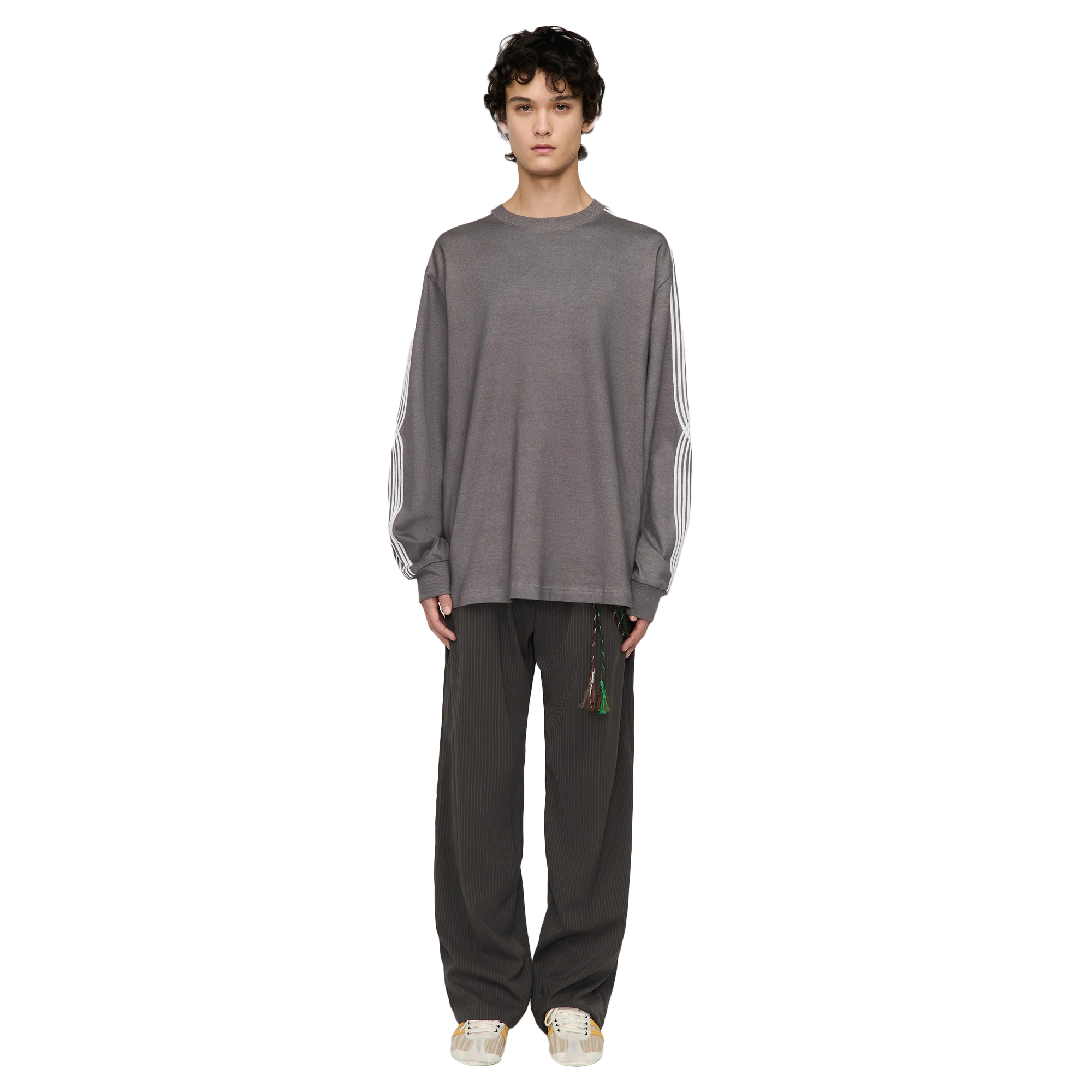 Song For The Mute ''Applique'' Oversized Crew Neck Pullover Overdye Grey