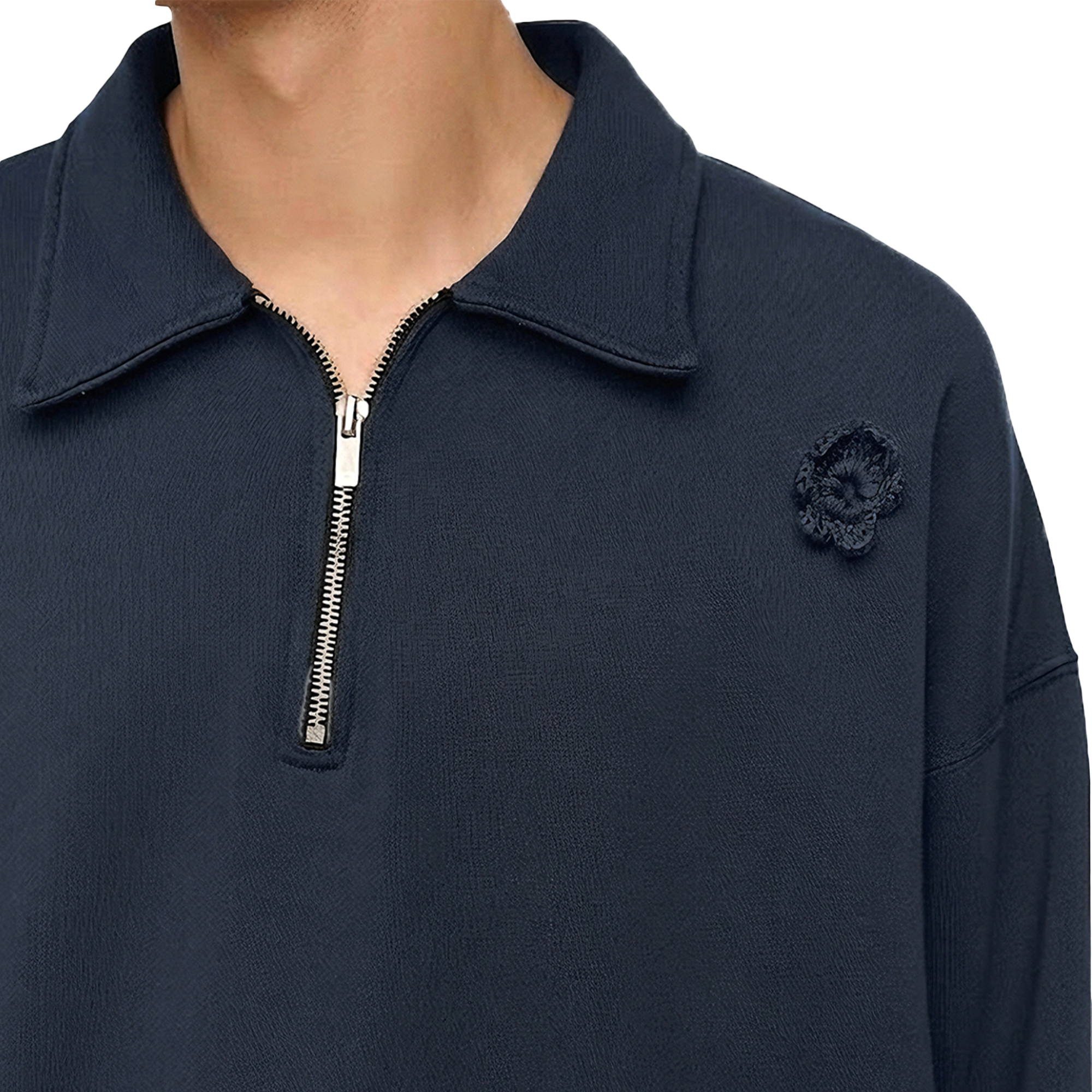 Song For The Mute ''Daisy'' Quarter Zip Jumper Overdye Navy