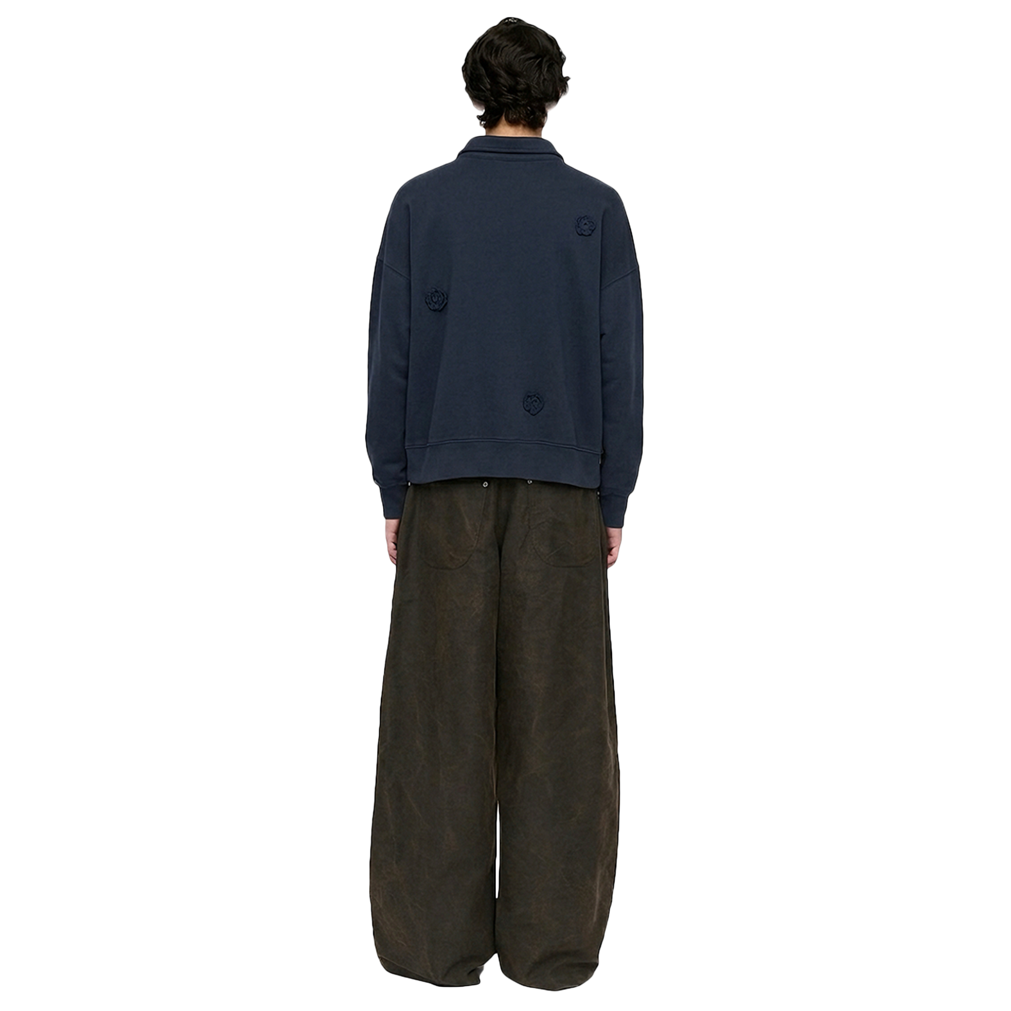 Song For The Mute ''Daisy'' Quarter Zip Jumper Overdye Navy