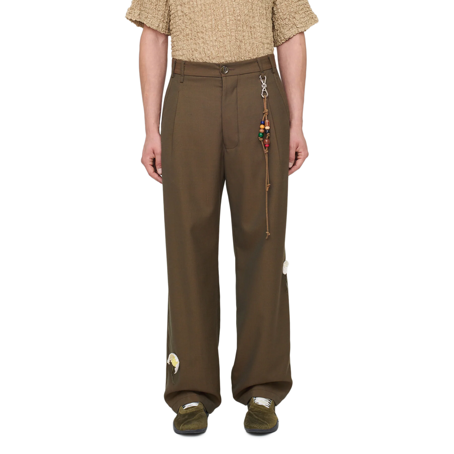 Song For The Mute "Flower" Loose Pleated Pant Brown