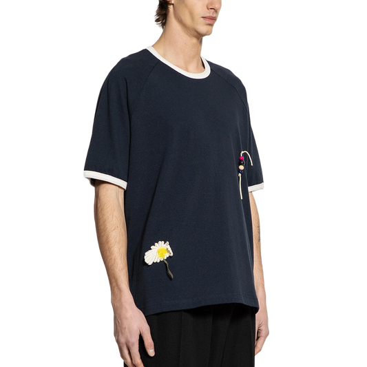 Song For The Mute "Flower" Raglan Short Sleeve Tee Navy