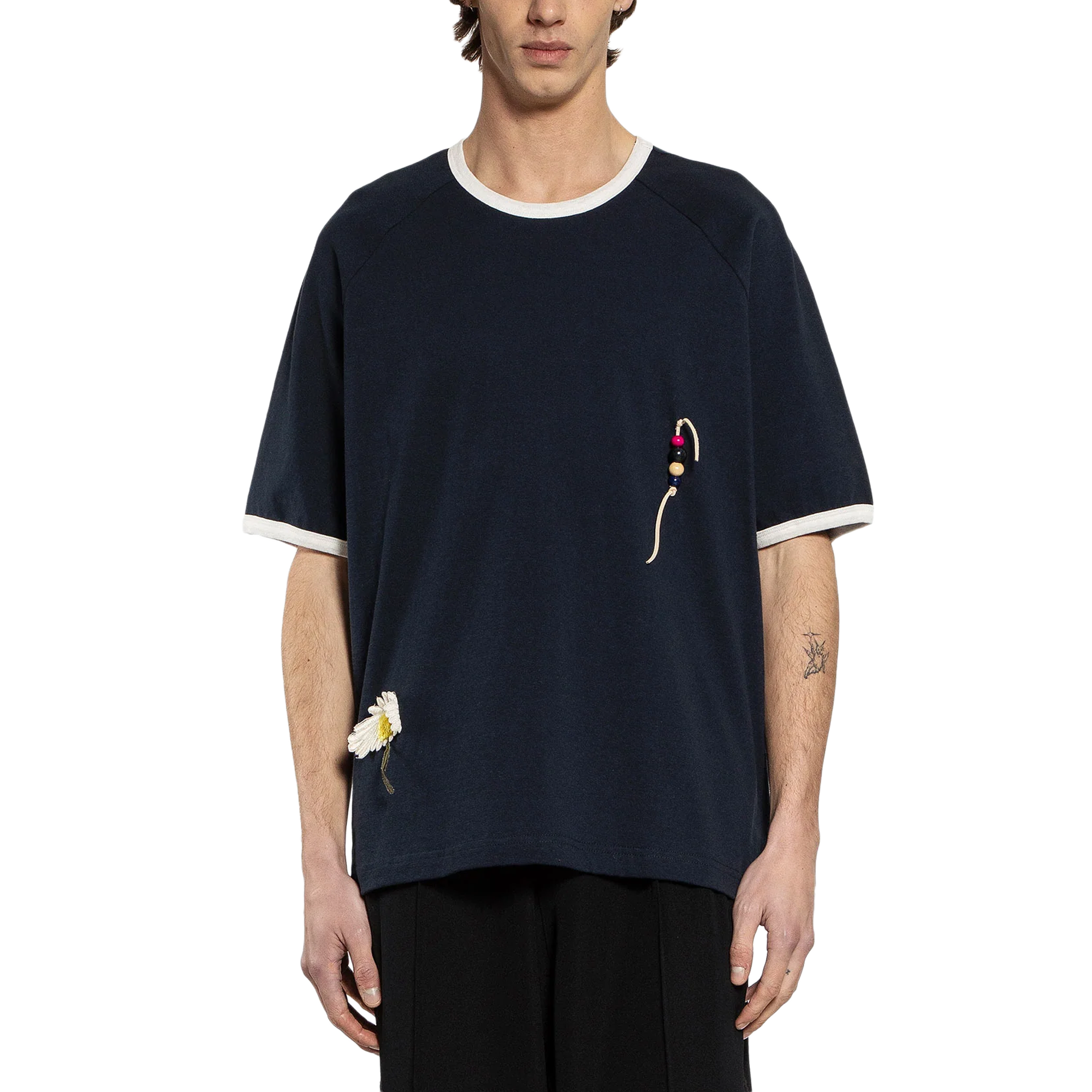 Song For The Mute "Flower" Raglan Short Sleeve Tee Navy