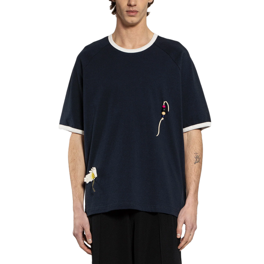 Song For The Mute "Flower" Raglan Short Sleeve Tee Navy