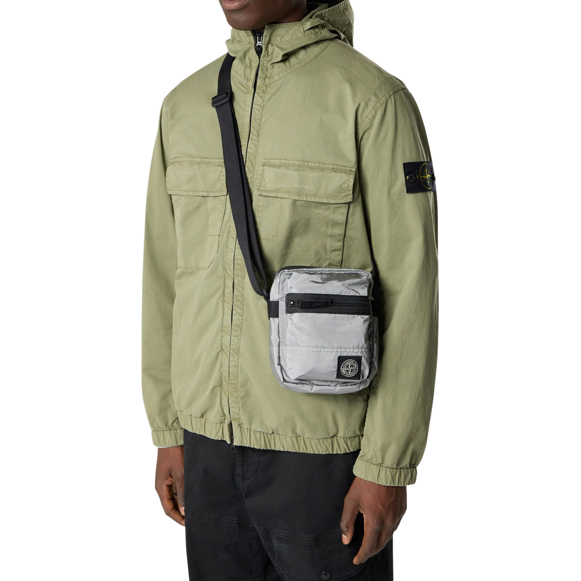 Stone Island Cross Body Bag Pearl Grey 9200015