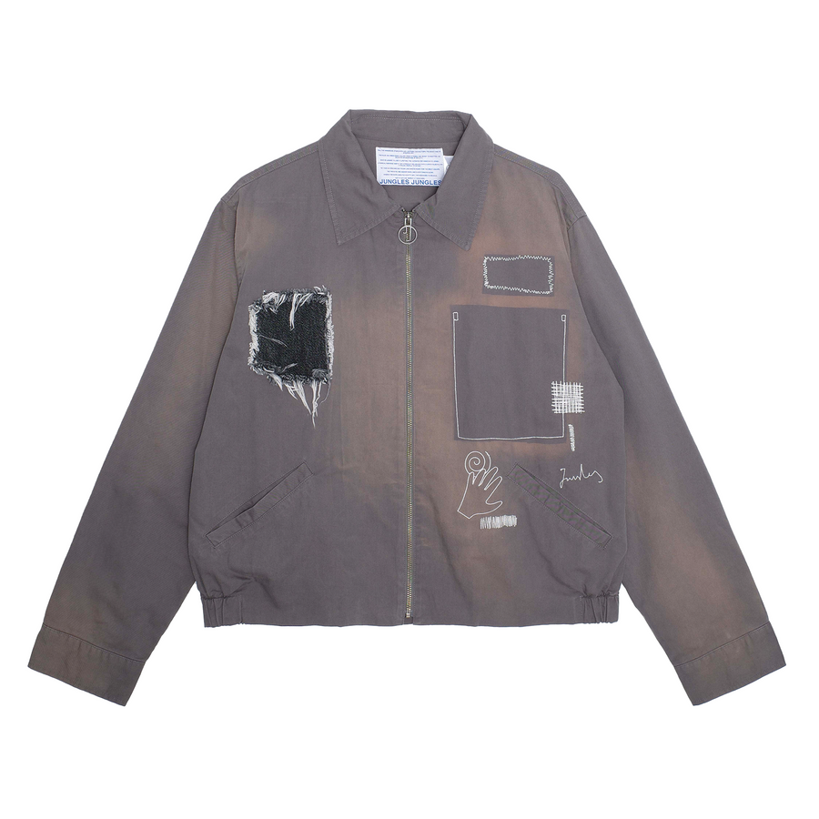 Jungles Jungles Repaired trucker jacket Grey