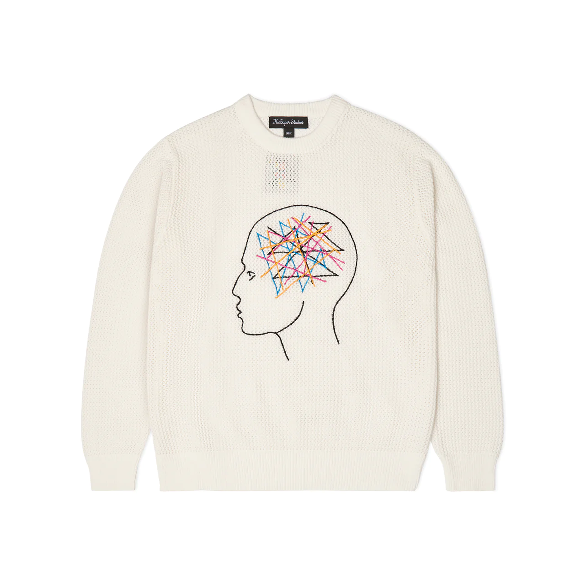 Kidsuper Thoughts In My Head Loose Gauge Sweater Bone