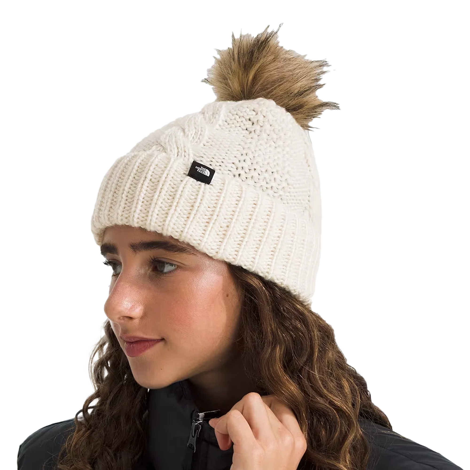 The North Face Oh Mega Fur Pom Beanie White Dune
