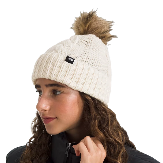 The North Face Oh Mega Fur Pom Beanie White Dune