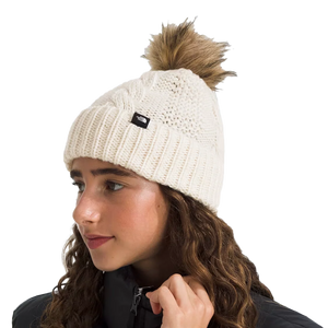 The North Face Oh Mega Fur Pom Beanie White Dune