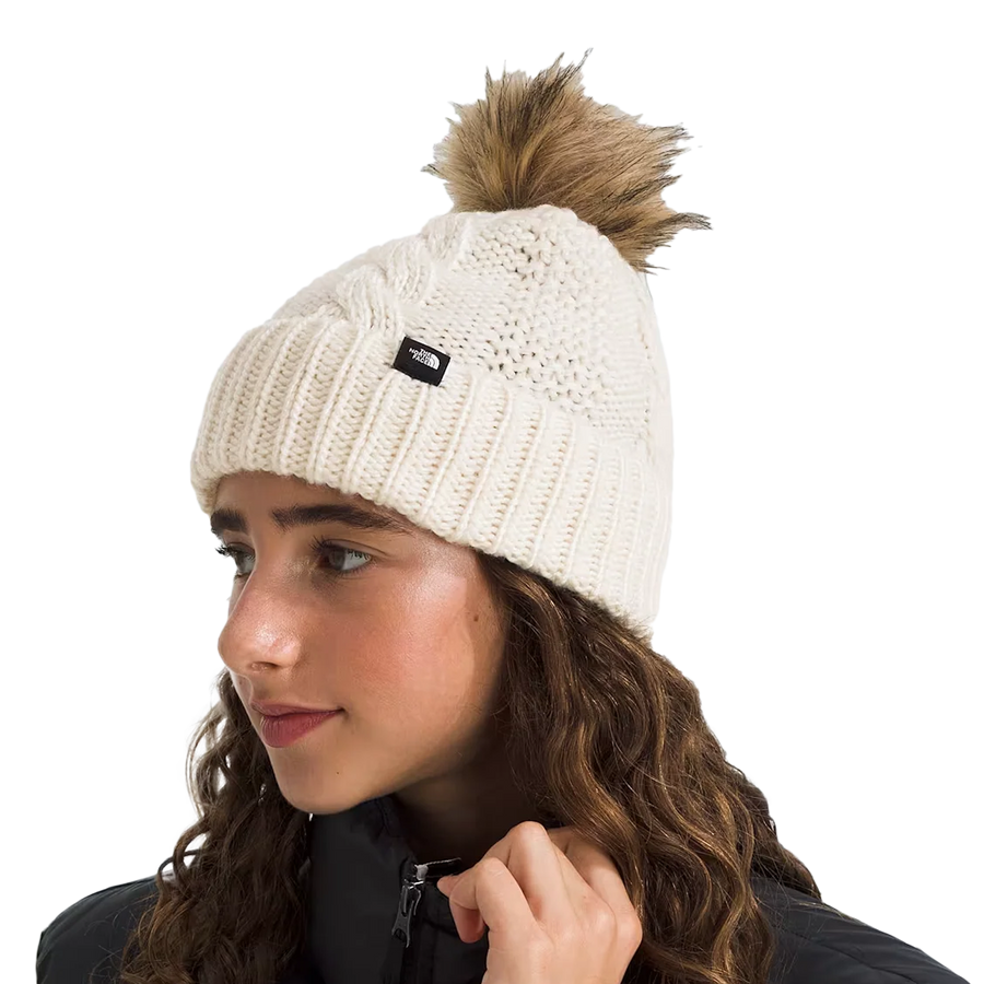 The North Face Oh Mega Fur Pom Beanie White Dune