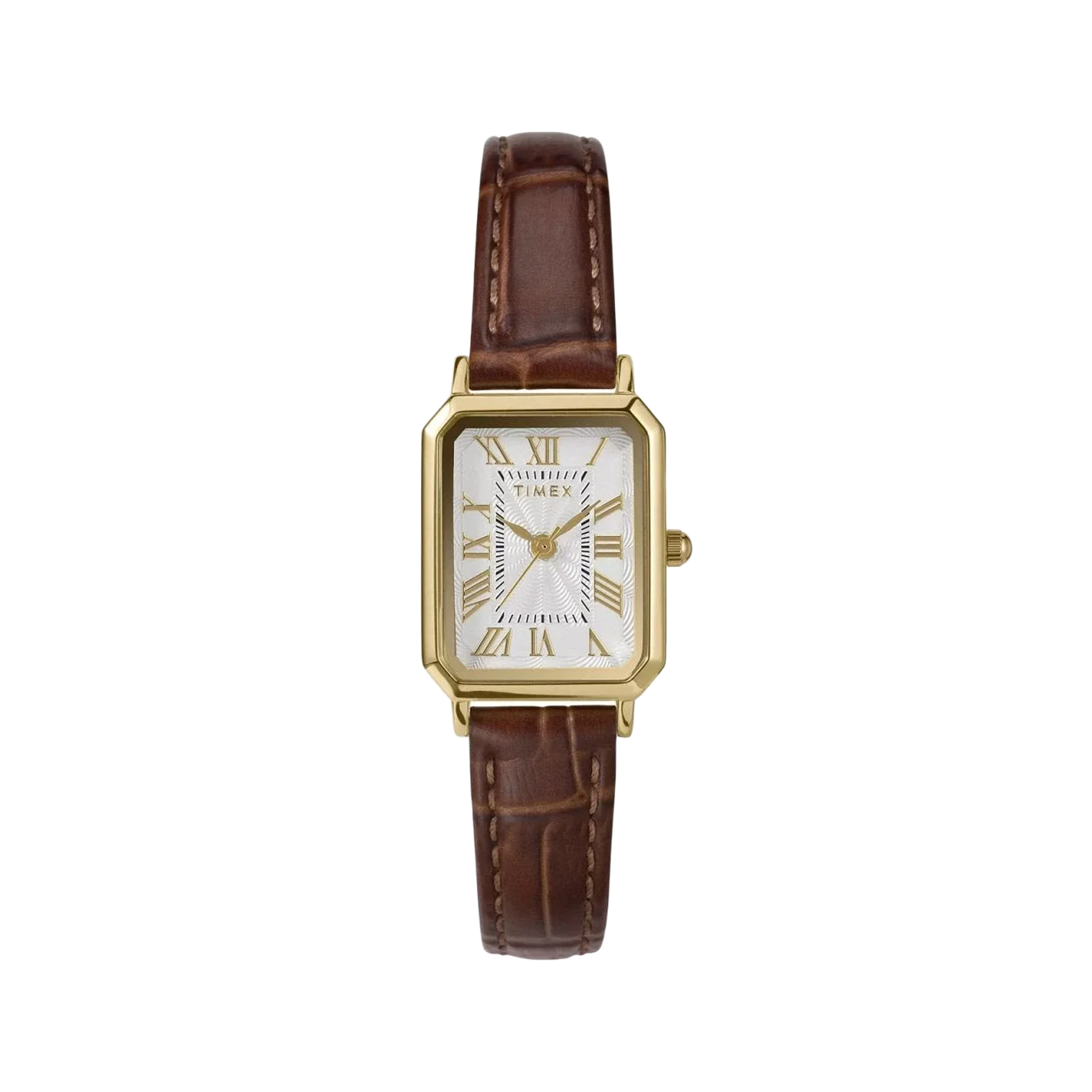 Timex Women's Rectangle Gold Brown Leather TW2Y00900