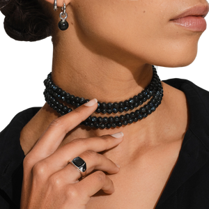 Tom Wood Kay Ring Black Larvikite