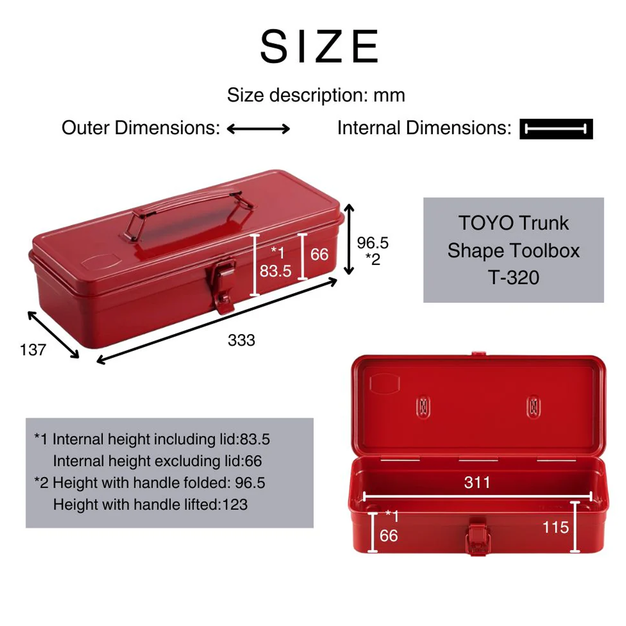 Toyo Steel Stackable Trunk Toolbox T-320 SV Silver