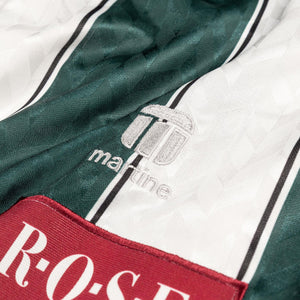 Martine Rose Twist Sleeve Football Top White Green Stripe