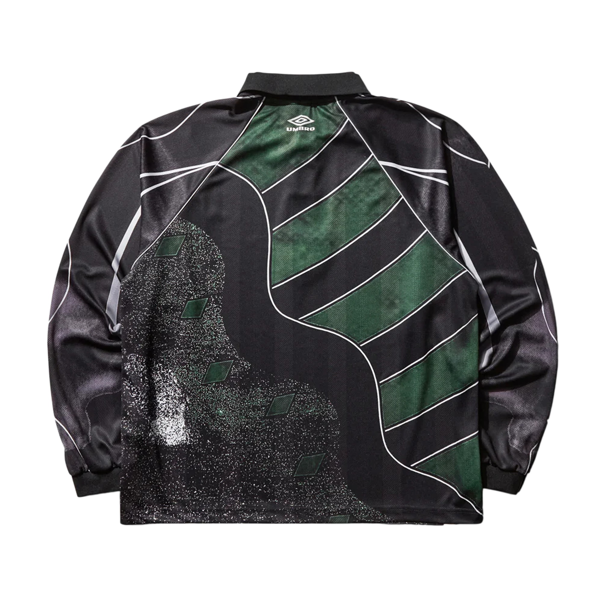 Umbro 95 96 Long Sleeve Polo Dark Green Black
