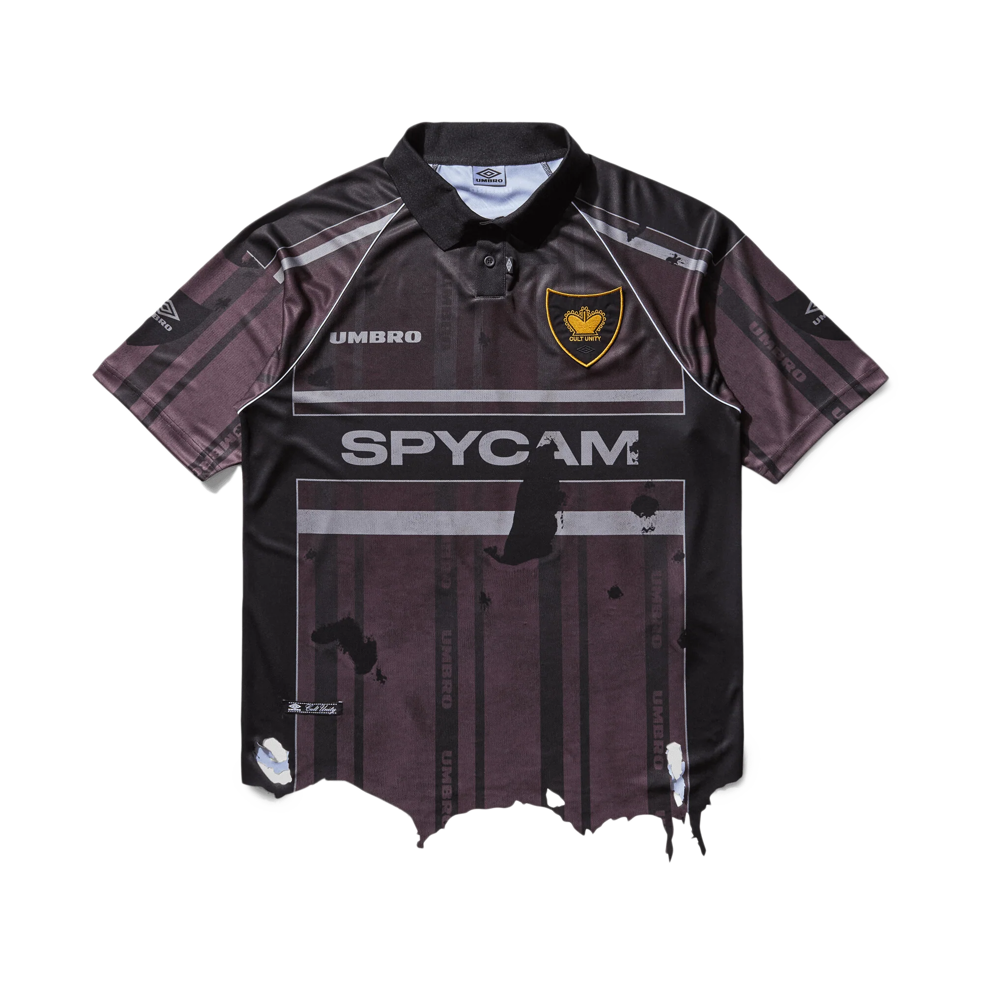 Umbro Distressed Spycam Polo Purple Black