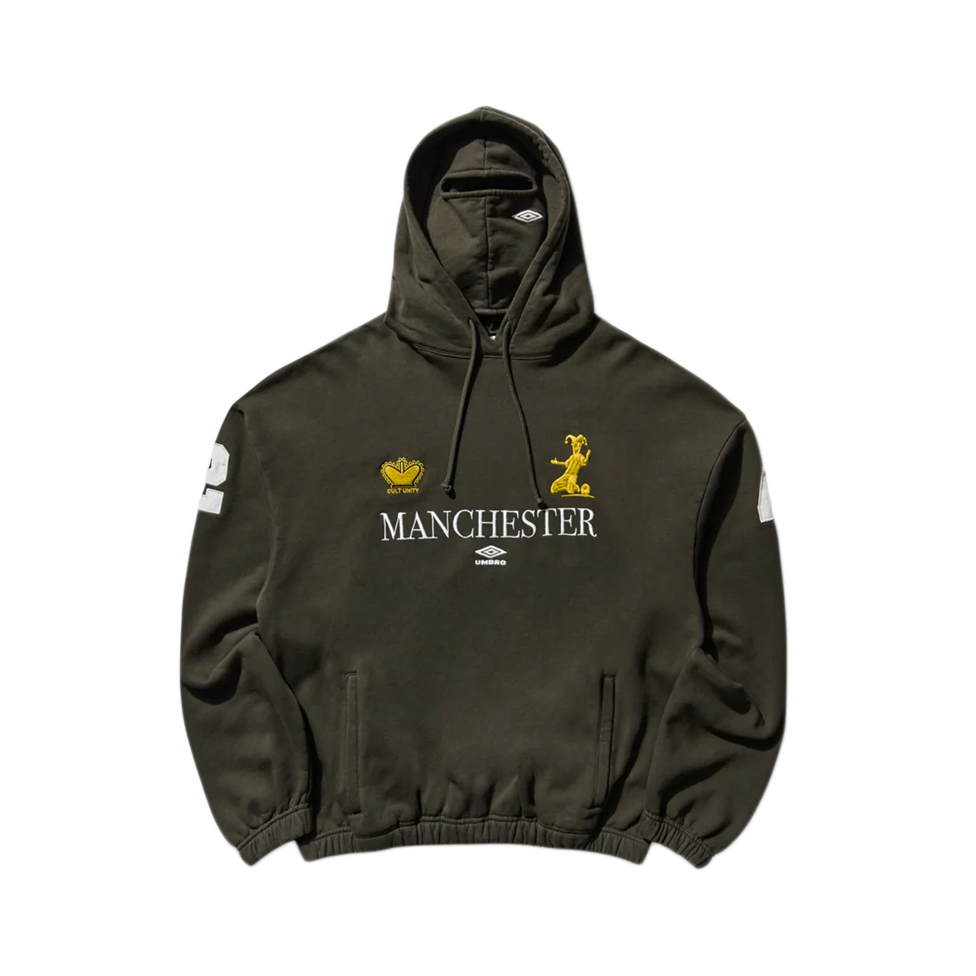 Umbro Manc Masked Hoodie Dark Olive