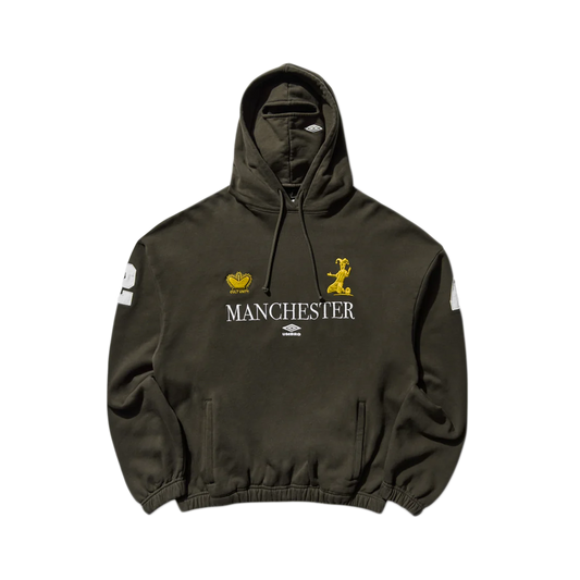 Umbro Manc Masked Hoodie Dark Olive