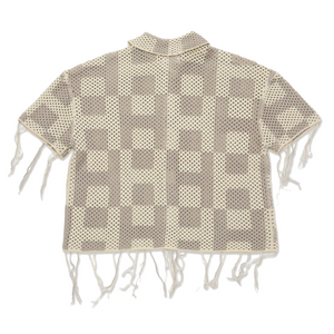 Honor The Gift Unisex Crochet Short Sleeve Button Down Stone