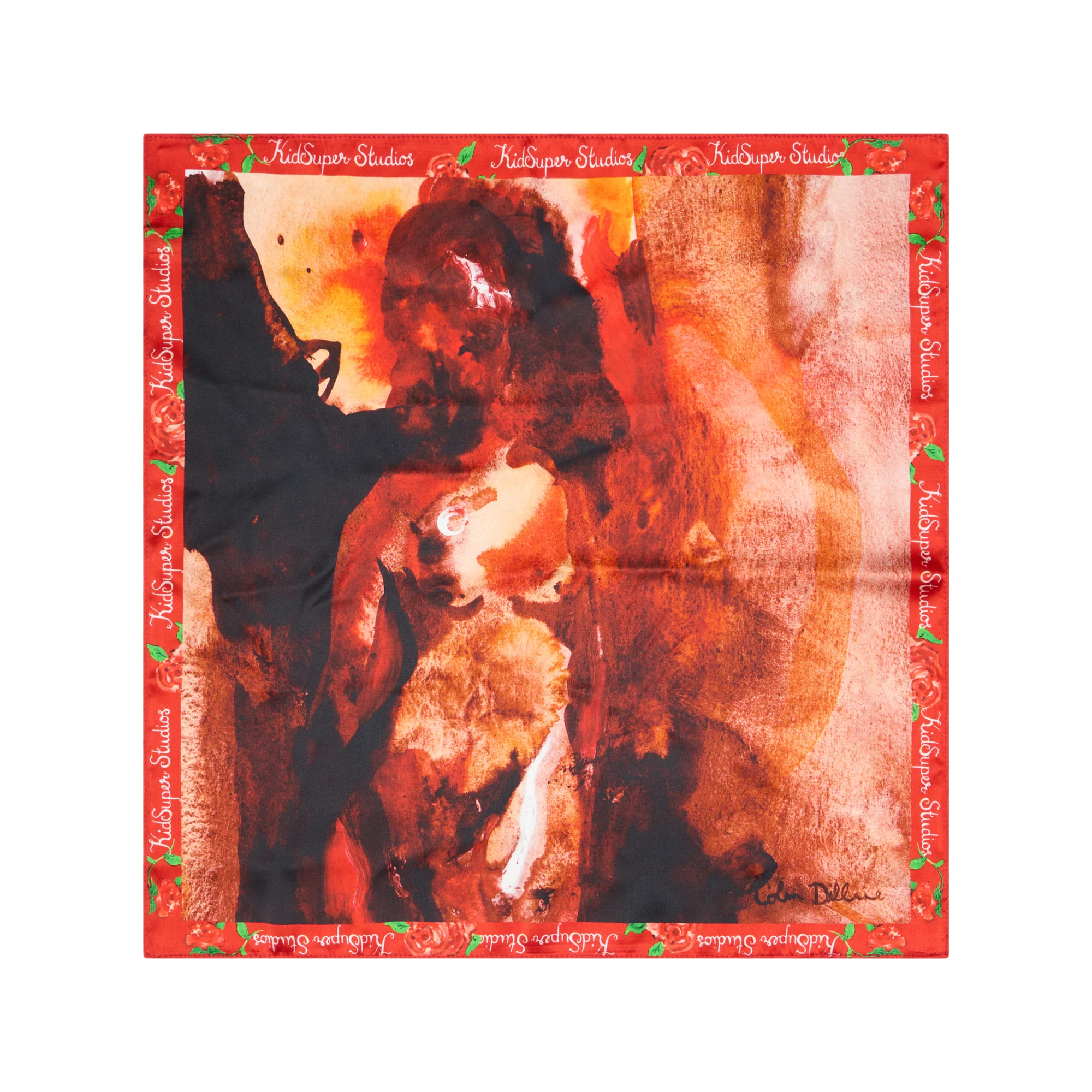 Kidsuper Women Figure Oil Painting Silk Scarf Red