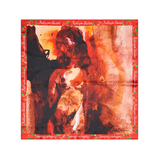 Kidsuper Women Figure Oil Painting Silk Scarf Red