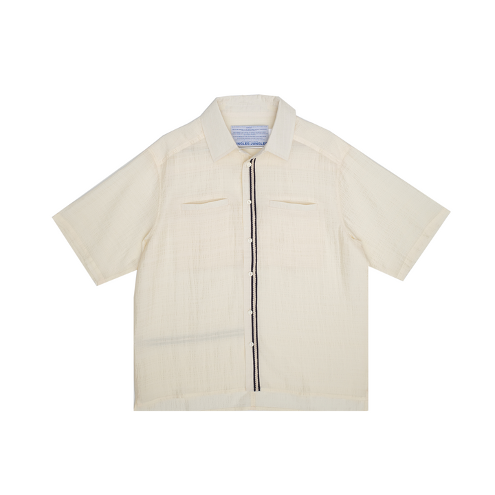 Jungles Jungles Weave Trim Button Up Shirt Cream