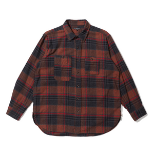 Engineered Garments Work Shirt A Orange/Red Cotton Plaid Flannel