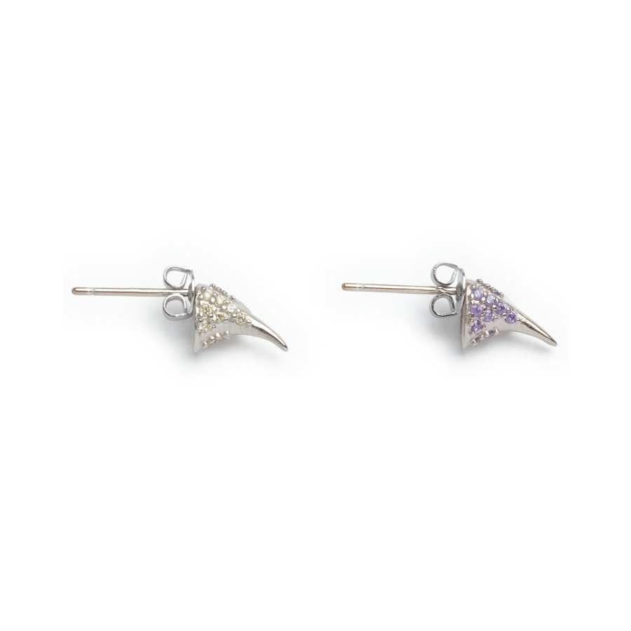 Collina Strada Rhinestone Horn Studs Amethyst Soft Yellow