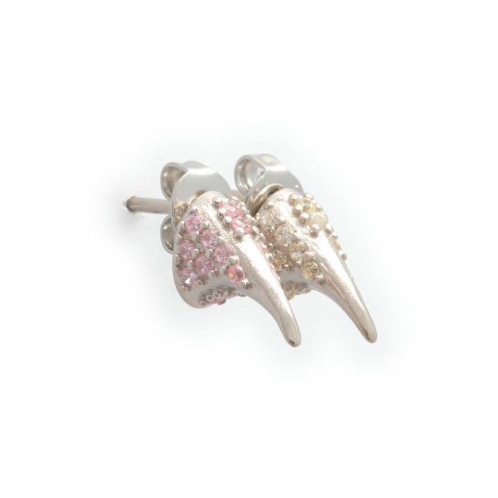 Collina Strada Rhinestone Horn Studs Soft Pink Clear