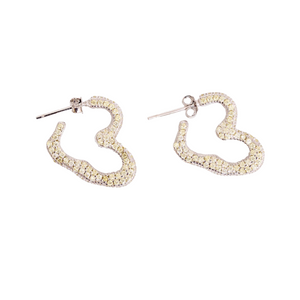 Collina Strada Rhinestone Heart Earrings Champagne