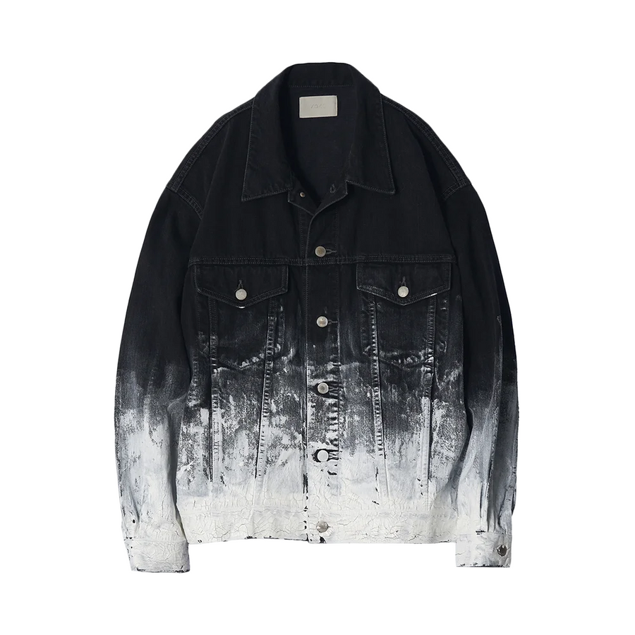 Yoke Hand Painted Denim Trucker Jacket Black