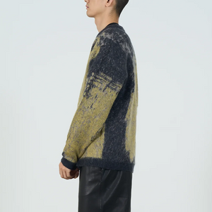 Yoke Jacquard Mohair Sweater Yellow