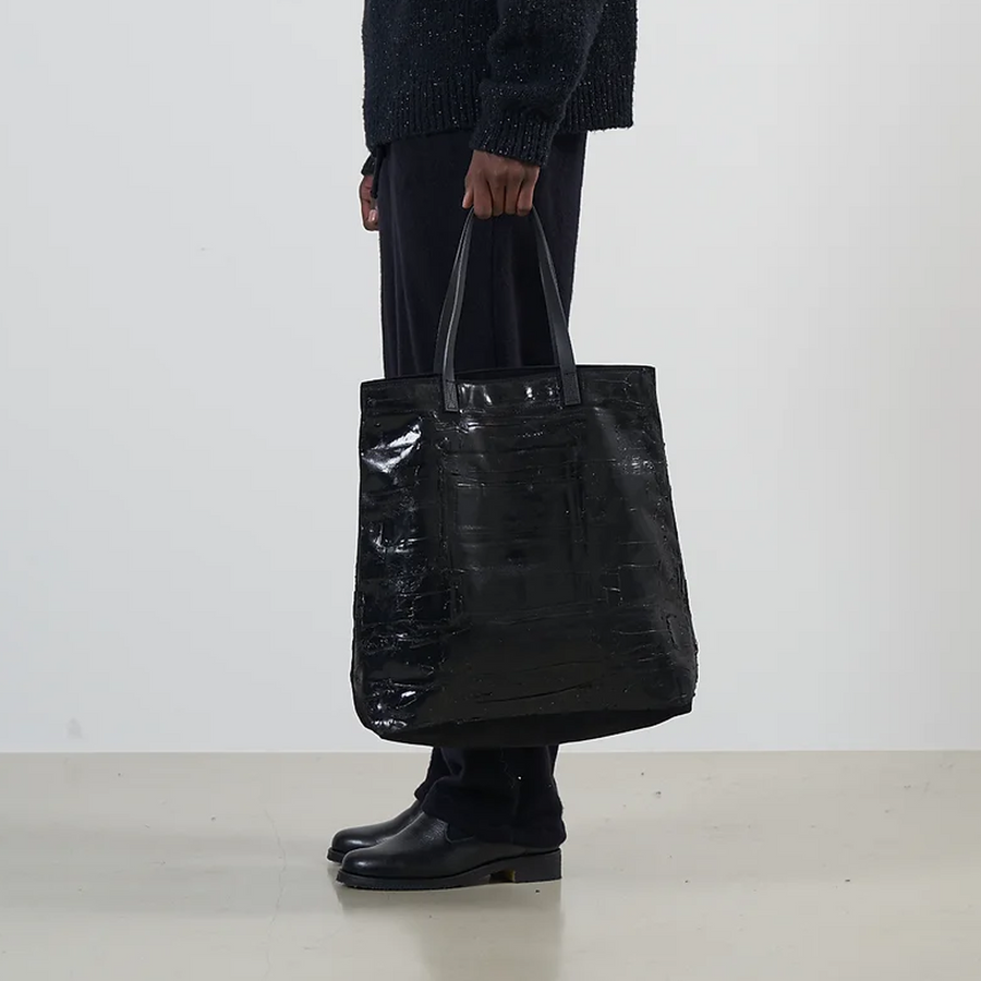 Yoke Rubber Hand Painted Tote Bag Black