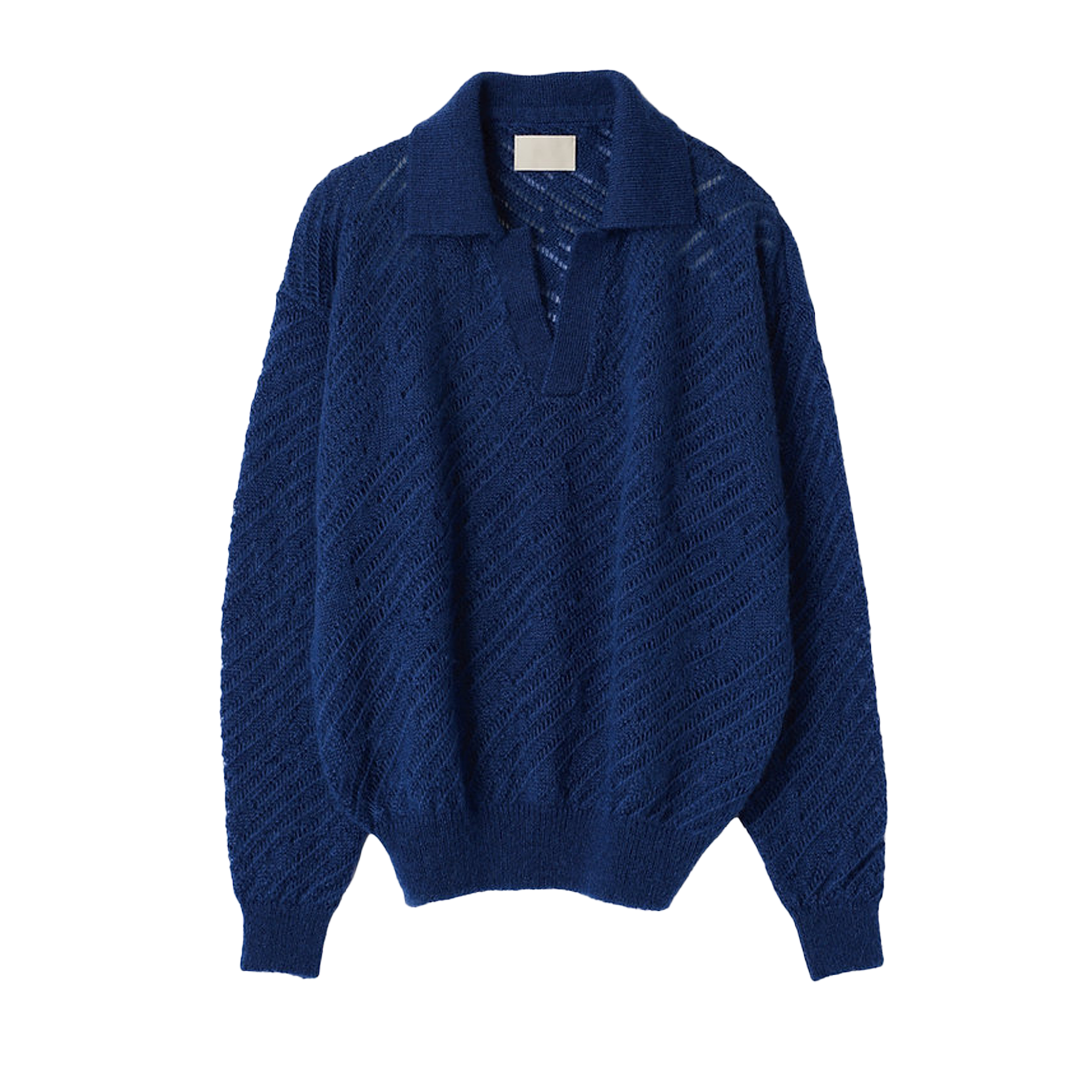 Yoke Silk Mohair Pullover Sweater Royal Blue